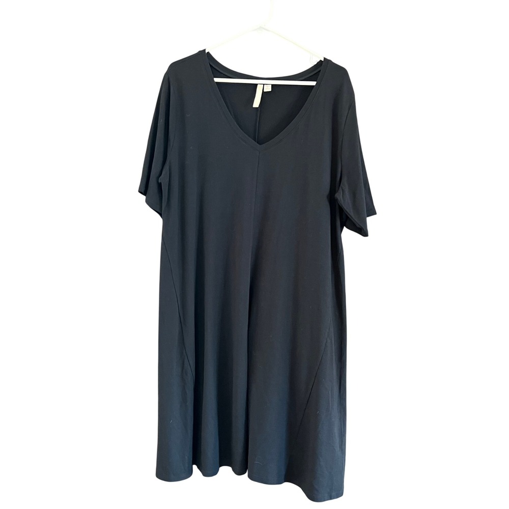 Pure Jill J. Jill Black Pima Cotton Modal Stretch V-Neck A-Line Dress XL